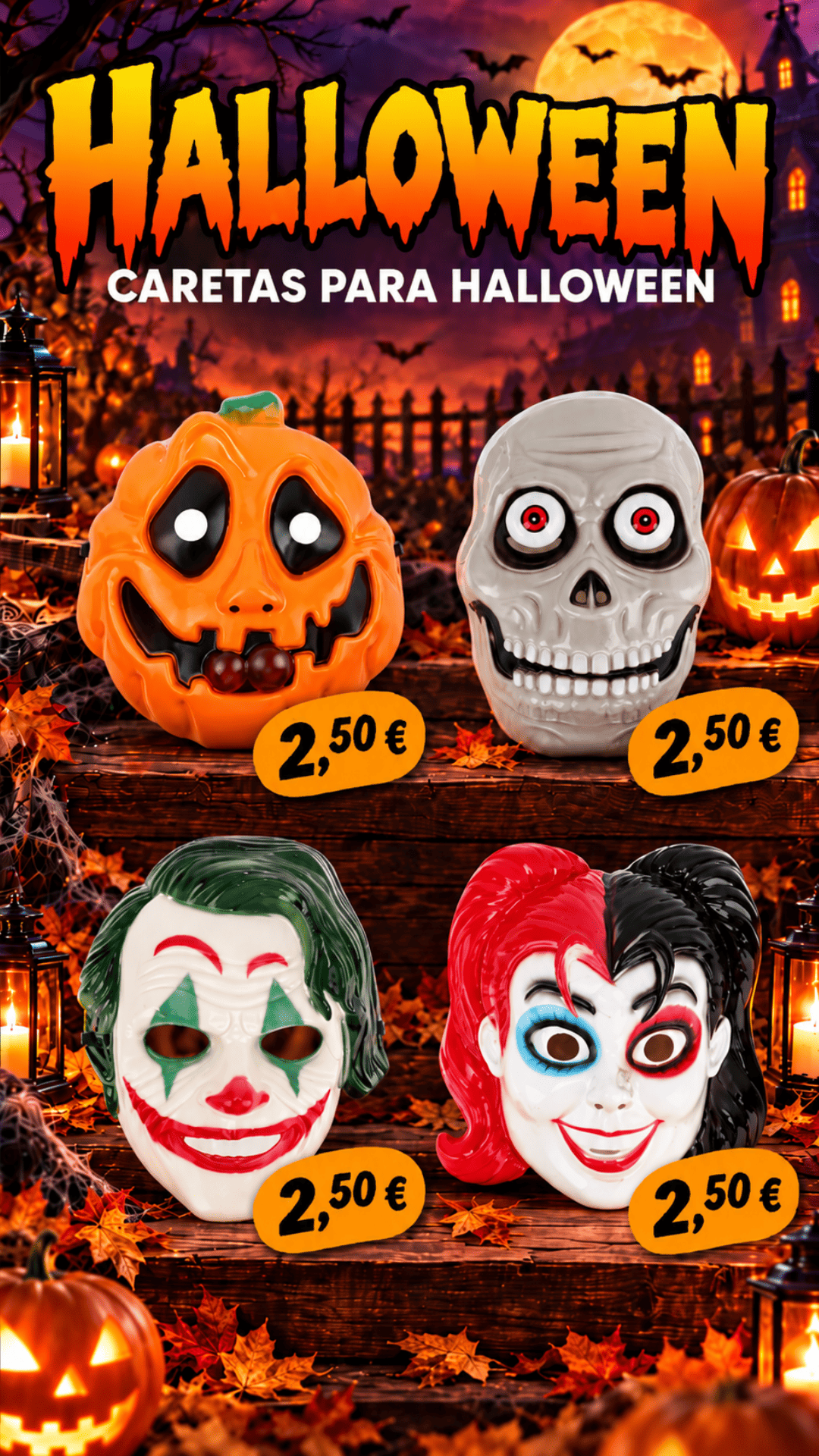 Caretas para Halloween, 2,50 €
