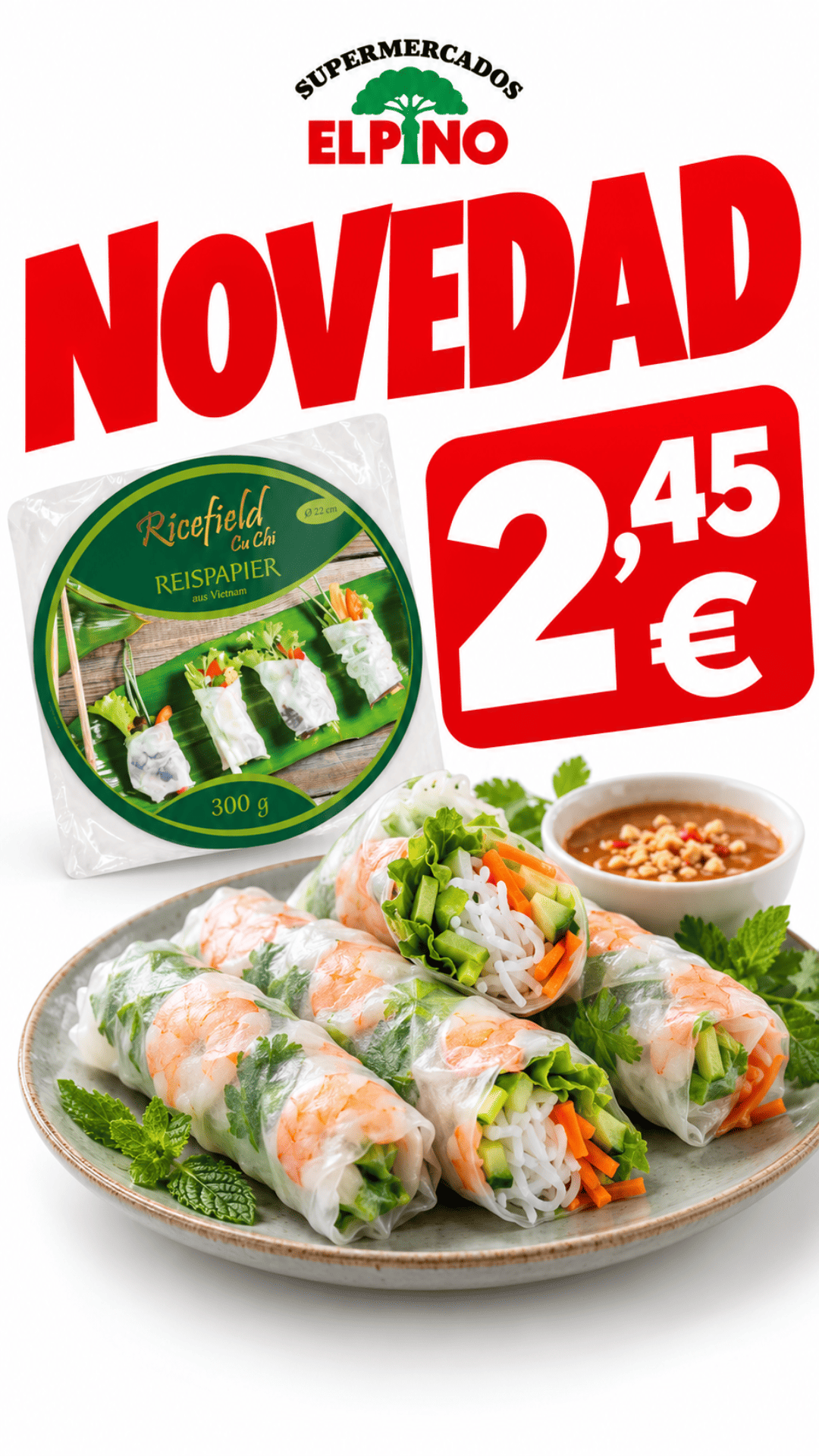 Novedad: rollitos vegetales, 2,45 €